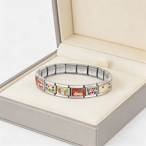 Le dernier bracelet à breloques italien DIY Family & Love, en acier inoxydable émaillé de 9 mm, pour femme, cadeau pour maman, papa, <span class=keywords><strong>grand</strong></span>-mère - Product Image 3