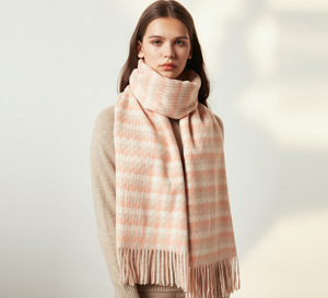 De Lujo nuevo invierno de Cachemira mezcla bufanda de rayas de pata de <span class=keywords><strong>gallo</strong></span> diseño mantón caliente para las mujeres elegante venta al por mayor - Product Image 6