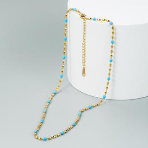 بيع بالجملة عرض عصري جديد تصميم 18 قيراط ذهبي PVD سلسلة من المينا من الفولاذ المقاوم للصدأ-قلادة نسائية غير متلاشية - Product Image 4