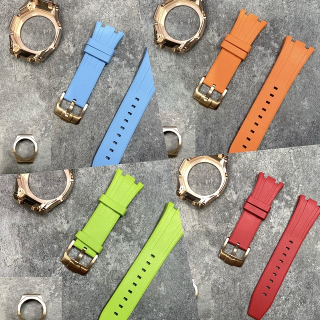 Offshore Version Rose Steel Shell Fluororubber Tape GA2100 GA2110 CASIOak Watchbuckles Watchcase Watchstrap Set High Quality