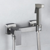 Mitigeur de douche mural chromé à poignée unique, écologique, pour hôtel, avec pulvérisateur de bidet Shattaf pour toilettes