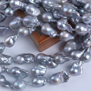 Nuevas Perlas de Agua Dulce Naturales Irregulares de 18 mm, Color Gris, en Tiras Cortas, Accesorio para Manualidades, Perlas Sueltas para Joyería - Product Image 3