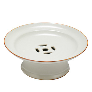 Plateau à fruits en céramique sur pied avec drainage, style Ru Kiln, plateau à collation en porcelaine, support pour service à thé - Product Image 1