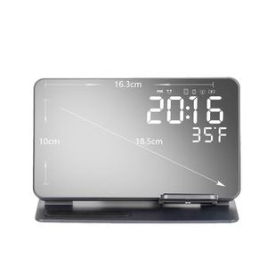 Estación de carga multifunción de 15W con pantalla de termómetro, reloj despertador con espejo de escritorio, cargador inalámbrico para iPhone <span class=keywords><strong>Samsung</strong></span> - Product Image 2