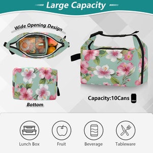 Sac isotherme léger et écologique pour le déjeuner, motif hibiscus rose hawaïen, pour un style de vie décontracté - Product Image 4