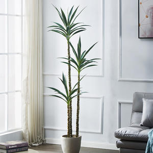 3 cabezas de árbol Yucca Dracaena árboles de <span class=keywords><strong>agave</strong></span> artificiales maceta de plástico rellena de cemento con 3 troncos y 48 hojas - Product Image 3