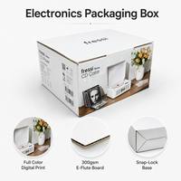 Caja de Papel con Base de Cierre a Presión, Impresa Digitalmente, 300gsm, E-Flute, Empaque Personalizado para Tocadiscos de Vinilo, Altavoces y Pequeños Electrodomésticos