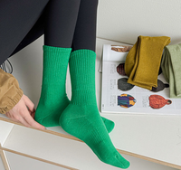 Chaussettes montantes côtelées pour femmes, épaisses, en tissu éponge, semelle rembourrée, colorées, unies, empilables, en coton doux, chaudes, pour le quotidien et les loisirs
