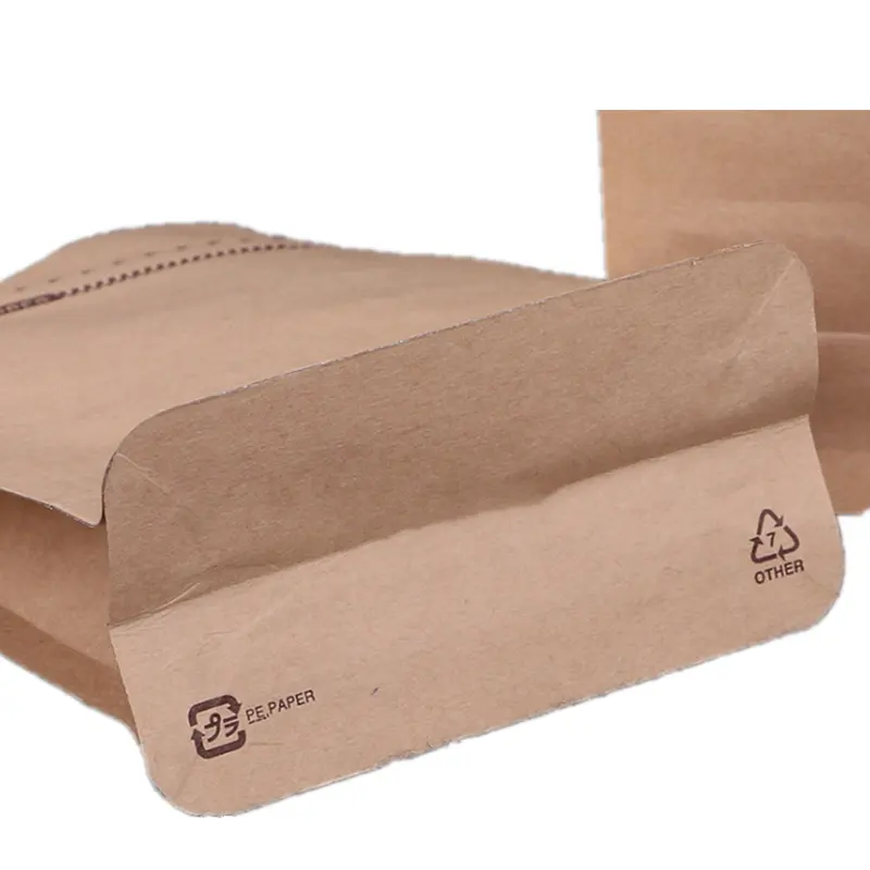Wholesale Eco Friendly Key Lock Kraft Paper Bags With Zipper Pasta Rice Packaging