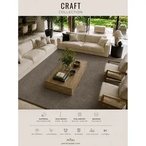 Alfombra de Polipropileno Gris Petra Craft 90127, 18 mm de Grosor, Lavable a Máquina, Apta para Mascotas, con Base de Fieltro, Recortable, para Sala de Estar - Product Image 3