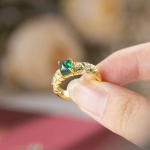 แหวนพลอยทรงลูกกลมขนาด 5*6 มม. ชุบทองคำขาวสไตล์วินเทจจาก All Fashion Lab เหมาะสำหรับงานแต่งงาน - Product Image 3