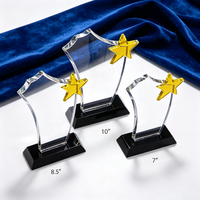 Trophée en cristal K9 personnalisé avec gravure, couleur transparente et bleue, cadeau d'entreprise souvenir étoile dorée, coffret cadeau
