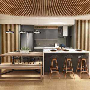 Armoires de cuisine modulaires européennes de luxe en gros, écologiques, durables, en acier inoxydable, avec panneau en mélamine, complètes - Product Image 1