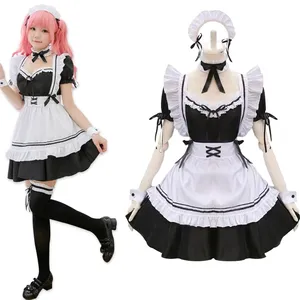 Großhandel anime cosplay kostüm nette-Anime Lolita Maid Outfit Cosplay Nettes Kostüm Schwarzes Kleid Mädchen Frauen Männer Lolita Kleider Kellnerin Maid Party Bühnen kostüm