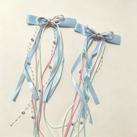 Nouvelles pinces à cheveux populaires avec longs nœuds à pampilles, ruban français et perles, style ballet, pour mèches latérales, accessoires pour franges de filles mignonnes