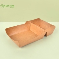 Senang02 Barquette alimentaire écologique en papier kraft, type clamshell, pour sushi, snacks, gaufres bulles, biscuits, sucre - Couleurs personnalisables