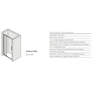 Porte de douche coulissante en verre trempé de 1/4 pouce, certifiée CE, installation facile, design moderne transparent pour la maison et l'hôtel