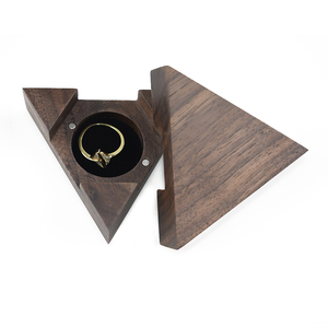 New Design Wedding Walnut <strong>Wooden</strong> Jewelry <strong>Ring</strong> Box for Gift - Product Image 6