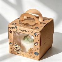 Emballage cadeau pour les fêtes, impression de logo personnalisée, boîte à gâteau d'anniversaire, fenêtre transparente en PET, poignée portable, boîte à pâtisserie, emballage pour desserts