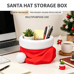 Boîte à bonbons en forme de chapeau de Père Noël, boîte de rangement à double usage, décoration de Noël pour la maison, le bureau, les fêtes, cadeau de Noël - Product Image 4