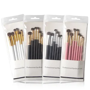 7pcs Natural Hair Eye Shadow Fluffy Blending Brush Small Eye Makeup Blend Cosmetic Brushes Travel Kit For Eyes