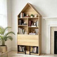 Bureau d'artisanat pliable moderne de 73,22 po avec étagères de rangement et bibliothèque escamotable pour bureau à domicile et salon en bois