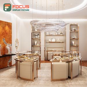 Vitrine de présentation de bijoux en bois avec éclairage LED, en métal, haut de gamme, pour boutique de détail, présentoir intérieur - Product Image 4