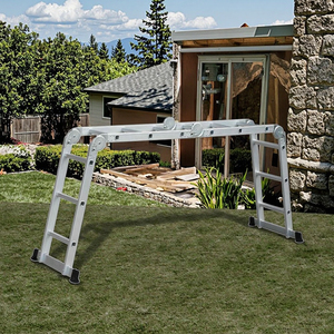 Échelle articulée multifonction en aluminium, échelle combinée articulée réglable convertible en échelle d'extension à marches, échafaudage - Product Image 6