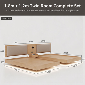 Juego de Muebles Modernos para Hotel o B&B con Cama Matrimonial, Cabecera Tapizada, Panel de Madera Cálida para TV, <span class=keywords><strong>Diseño</strong></span> para Apartamento - Product Image 5