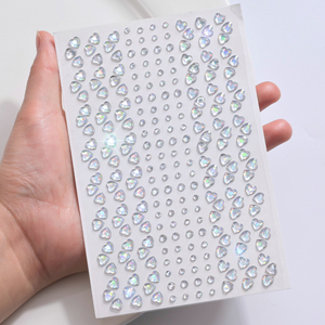 1 Hoja de Pegatinas de Tatuajes Temporales 3D con Forma de Corazón y Gema de Colores de Ensueño, Diamantes Redondos, Calcomanías de Joyería para Maquillaje DIY de Ojos/Cara - Product Image 2