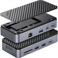 ORICO 9-in-1 USB-C Hub M.2/NVMe SSD Enclosure 10Gbps Stasiun Docking Bebas Alat Kipas Bawaan Gigabit Ethernet 100W PD Kartu SD/TF