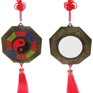 Miroir Bagua Chinois en Métal Yin Yang, Motif Décoratif Vertical, Porte-Bonheur et Prière de Fortune avec Nœud, Vente en Gros (1 pièce) - Product Image 5