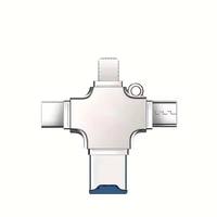 Lector de Tarjetas OTG 4 en 1 TF/SD de Diseño Metálico con Velocidad de Transferencia Rápida, el Más Vendido de Fábrica, para Memoria Flash USB Tipo C y Micro USB Externa