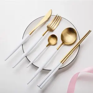 Juego de Cubiertos de Acero Inoxidable 18/10 en Color Blanco, Plateado y Oro Rosa, con Acabado Mate Personalizado para Fiestas, para Uso en el Hogar, Hoteles y Restaurantes - Product Image 3