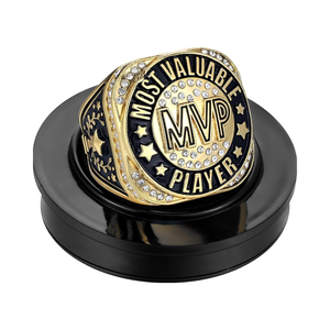 Highergo Children's 1-Piece Champion MVP <strong>Ring</strong> Geometric Design <strong>Size</strong> <strong>11</strong> Sports Display Stand Baseball Football Tournament Awards - Product Image 1