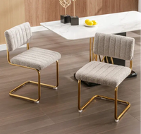 Chaises de salle à manger tapissées de luxe moderne nordique blanc Teddy avec pieds dorés chaises Sherpa Boucle Cesca pour table à manger