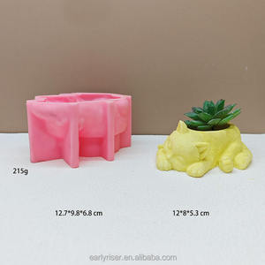 Early Riser Cute Dog Polar Bear Yeso Hormigón Florero Macetas Molde <span class=keywords><strong>de</strong></span> silicona Cajas <span class=keywords><strong>de</strong></span> almacenamiento Candelabros Molduras - Product Image 6