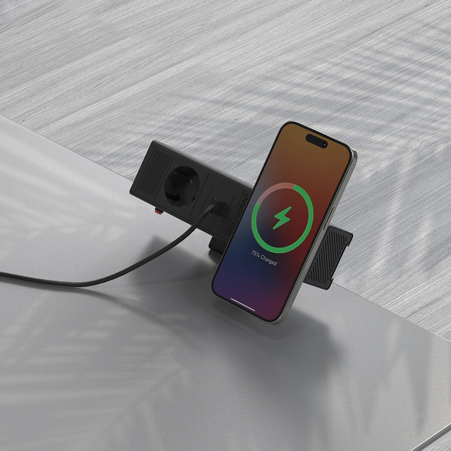 OMNI Tabletop Magnetic Wireless Charger USB-A/USB-C Clamp Power Strip US Standard Qi2 Certified 65W Fast Charging 3-Year