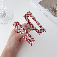 DOWELL Lot de mini pinces à cheveux à motif damier rouge pour la mode en gros