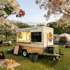Outdoor Mobile Fast Food Cart, Eco-Friendly Stainless Steel Concession <b>Trailer</b> for Events - Product Image 1