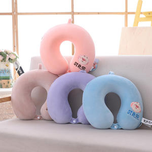 Almohada de felpa con forma de U para niñas, cojín portátil para el cuello de viaje, 28x26x14cm, con relleno de esponja, cuidado de lavado a mano - Product Image 3