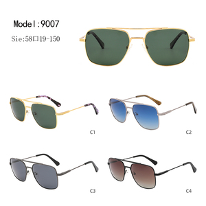 Gold Frame Rectangle Pilot <b>Sunglasses</b> with Green Lenses UV400 Protection Unisex Adult Outdoors - Product Image 3