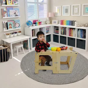 Toddler Step Stool Kids Montessori Learning Tower For Children Living Room Furniture Kitchen Helper Adjustable Height Wooden