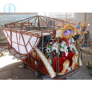 Popular Amusement <strong>Park</strong> Rides 16 Seats Mobile Carousel with Trailer for Kids on Sale - Product Image 1