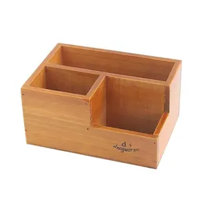 Vintage wooden desktop pen holder storage box, multifunctional organizing box, wooden box pen holder