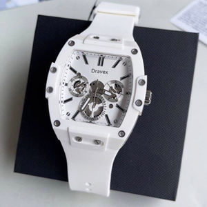 GUESSES Richard Futuristic <span class=keywords><strong>Reloj</strong></span> para <span class=keywords><strong>hombre</strong></span> Diseño <span class=keywords><strong>de</strong></span> esfera transparente Cronógrafo <span class=keywords><strong>de</strong></span> cuarzo blanco Correa <span class=keywords><strong>de</strong></span> silicona Moda urbana V1051M1 - Product Image 4