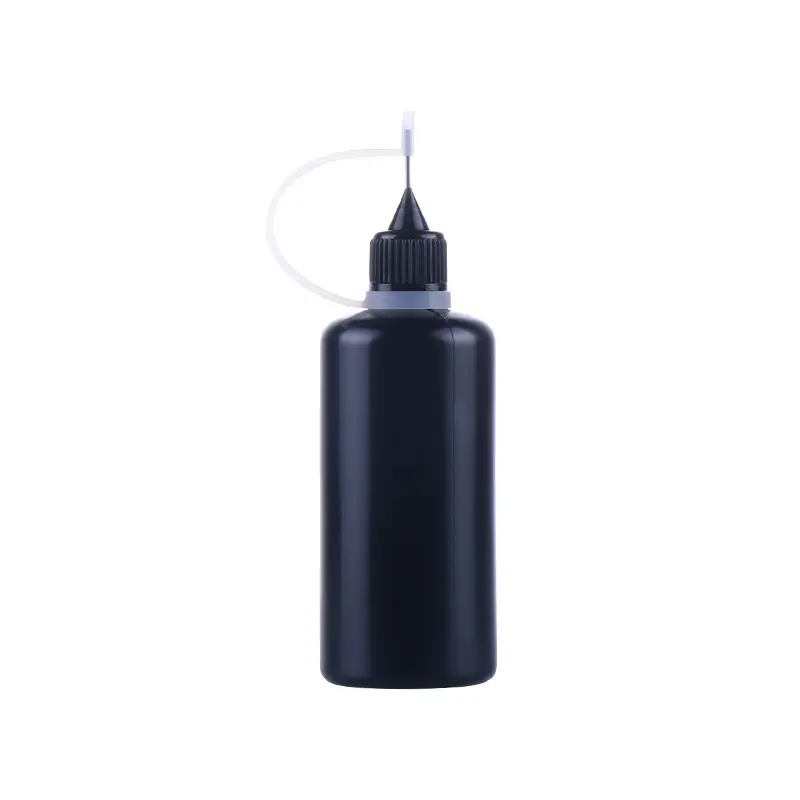 Wholesale PE 10ml 30ml 50ml black dark needle paint extrusion nail glue plastic bottle