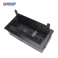 Boîtier de connectivité de table, prise de bureau avec 3 prises standard chinoises, 2 USB-A, microphone, audio RCA, 4 RJ45, HDMI