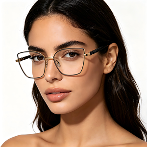 <span class=keywords><strong>Gafas</strong></span> Ópticas Modelo 3187 TR90 con Montura Completa de Metal y Bisagras de Resorte, Protección UV y Anti-Luz Azul, Diseño Ojo de Gato para Mujer - Product Image 2
