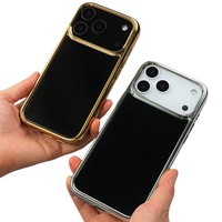 Coque de téléphone en plastique antichoc 2-en-1 avec galvanoplastie à rainures et finition dorée pour iPhone 17 et 15 Pro Phnom Penh